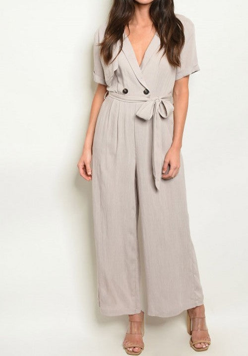 Beige Wide Leg Jumpsuit