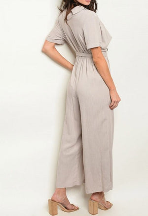 Beige Wide Leg Jumpsuit