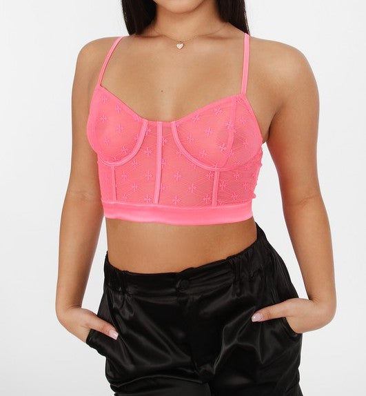 Flower Mesh Corset Top