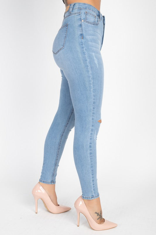 Ripped High Rise Ankle Jean