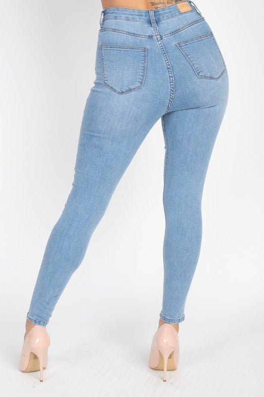 Ripped High Rise Ankle Jean