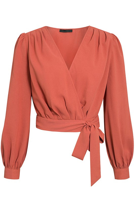 Balloon Sleeve Wrap Top