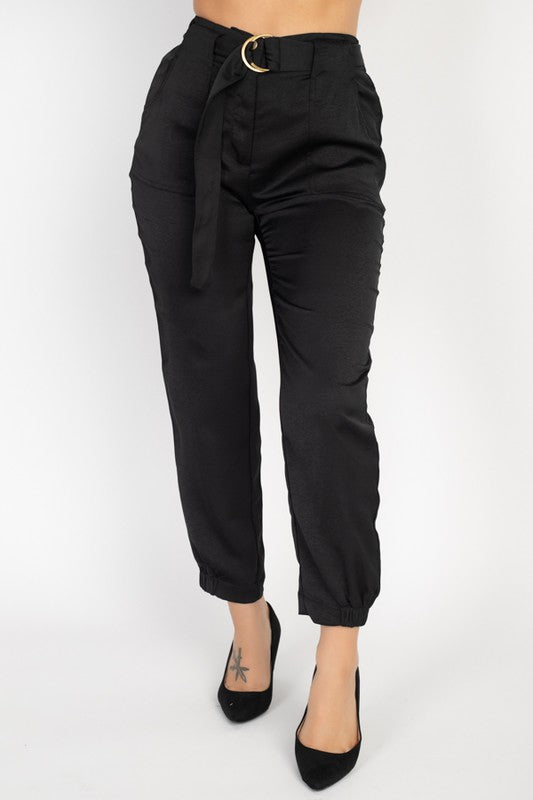 Cuffed Hem Belted Jogger