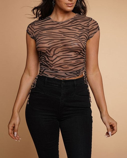 Zebra Mesh Crop Top