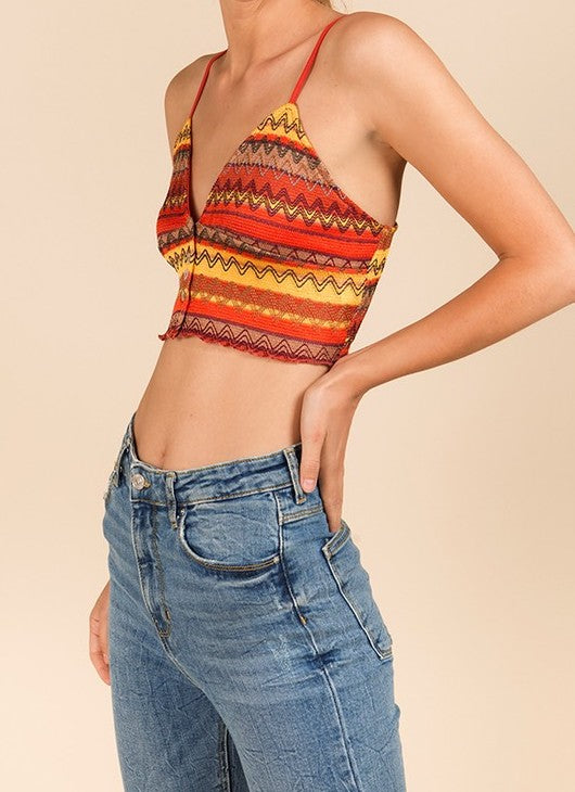 Embroidered Crochet Crop Top