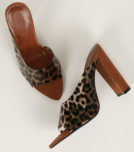 Asymmetric Leopard Slide Sandal