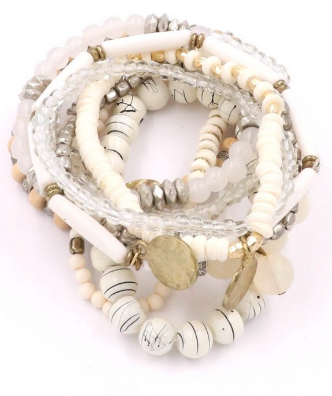 Nude Beaded Bracelet Set