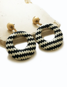 Black & White Striped Dangle Earrings