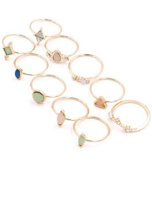 Pastel Stone Ring Set