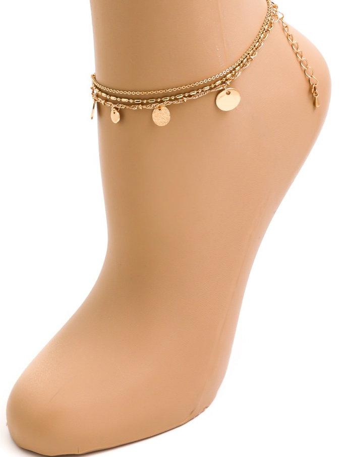 Layered Mini Coin Anklet