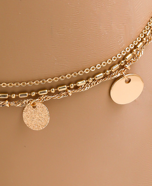 Layered Mini Coin Anklet