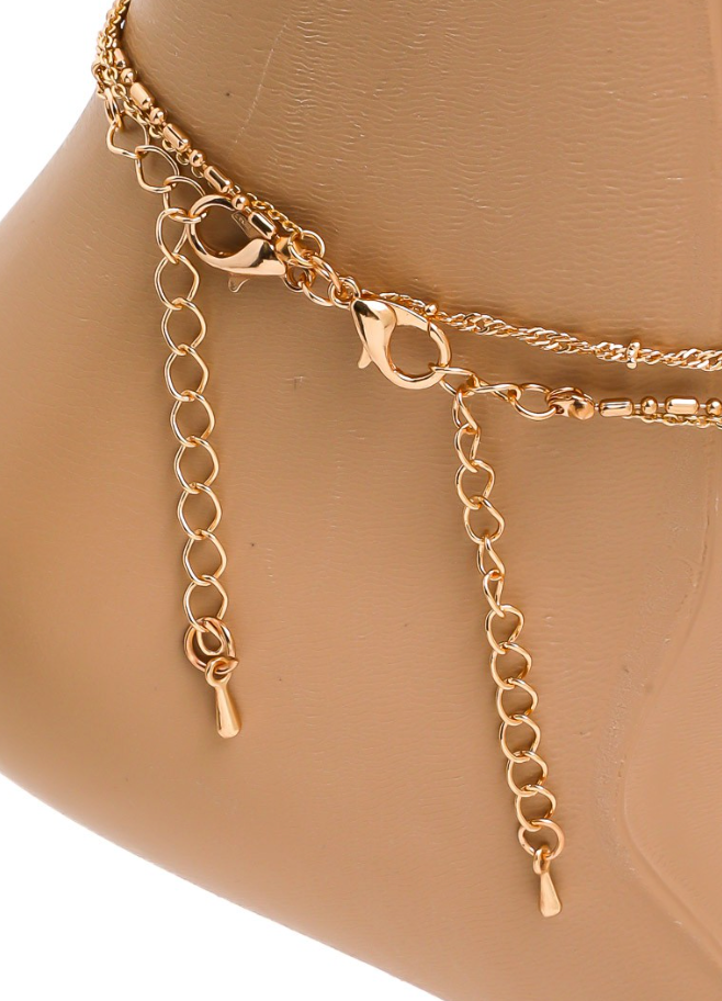 Layered Mini Coin Anklet