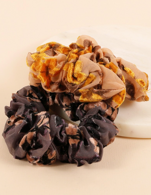 Floral Velvet Burnout Scrunchies