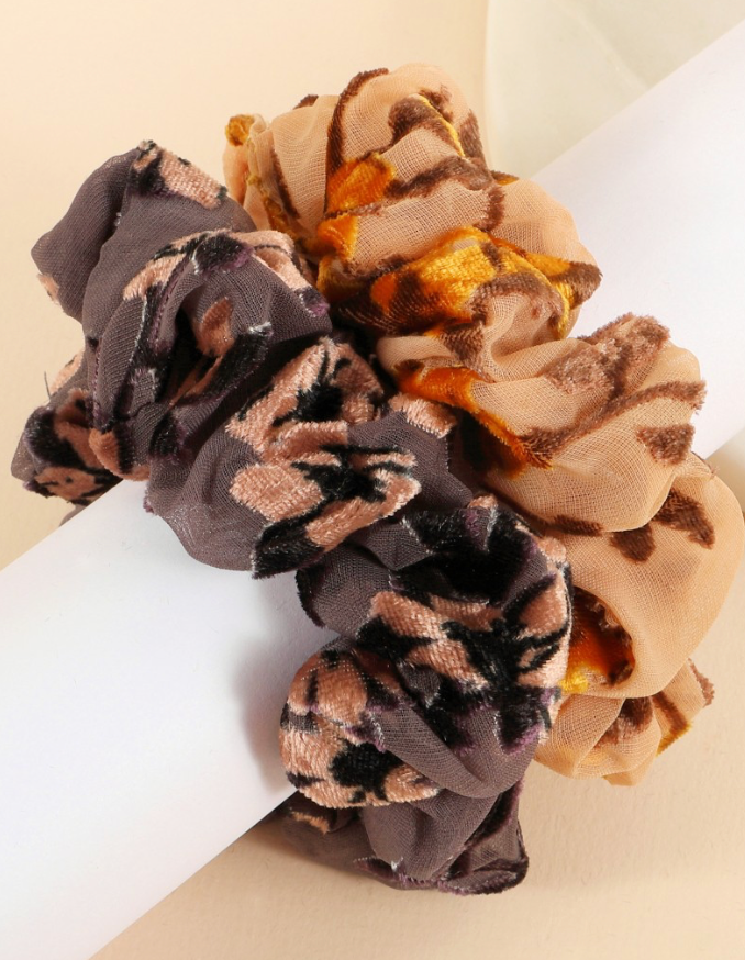 Floral Velvet Burnout Scrunchies