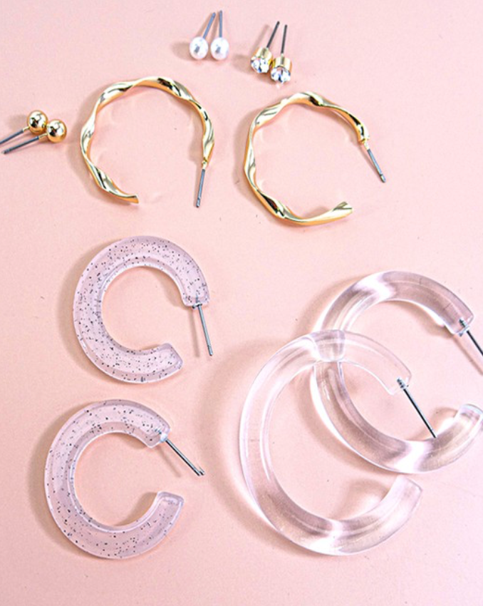 Clear & Gold Earring Set