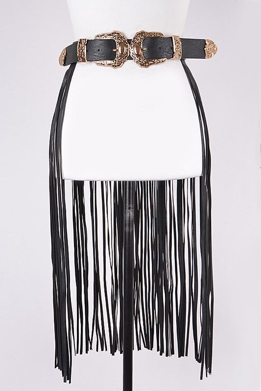 Double Buckle Fringe Belt