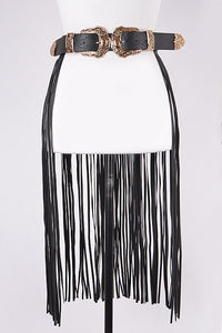 Double Buckle Fringe Belt