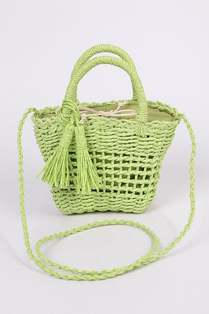 Monotone Straw Basket Crossbody