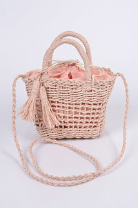 Monotone Straw Basket Crossbody